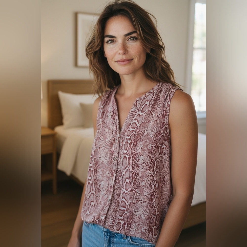 Chelsea & Theodore Red Snake Print Tank Top
